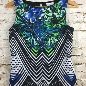 Sleeveless Dressy Blouse Top Tropical Bisou